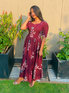 Libas Elegant Maroon Embroidered Maxi Dress