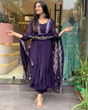 Libas Elegant Purple Embroidered Kurta Set with Dupatta