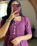 Libas Casual Maroon Tiered Midi Dress with Ikat Print