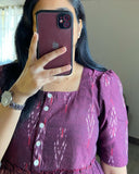 Libas Casual Maroon Tiered Midi Dress with Ikat Print