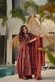 Libas Elegant Rust-Red Ethnic Ensemble by the Poolside