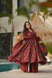 Libas Elegant Rust-Red Ethnic Ensemble by the Poolside